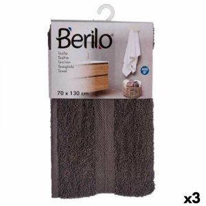 Ręcznik kąpielowy Berilo 89670 Szary 80 % bawełny 20 % Poliester 70 x 130 cm (3 Sztuk)