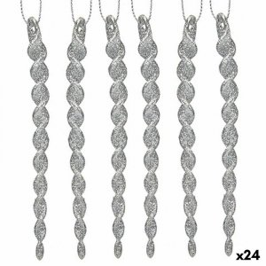 ozdoby świąteczne Srebrzysty Plastikowy Brokat 13,5 x 1 x 5,5 cm (24 Sztuk)