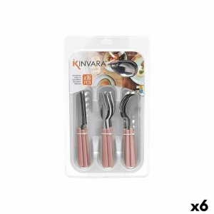 Zestaw sztućców Kinvara KT166096-1C-P Różowy Srebrzysty Stal nierdzewna Plastikowy (6 Sztuk)