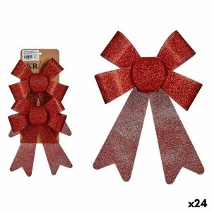 Zestaw ozdób bożonarodzeniowych Krist+ 65548 Czerwony PVC 15 x 2 x 17 cm Lasso (24 Sztuk)
