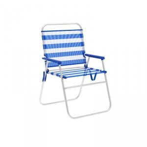 Marbueno Krzesło Składane Aluminiowe W Paski Niebieskie i Białe Plaża i Basen 52X56X80 cm 10313