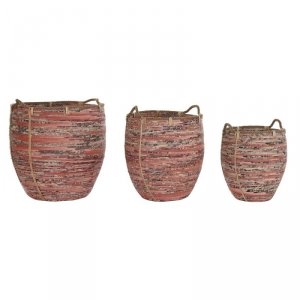 zestaw koszyków DKD Home Decor Brzoskwinia Naturalny Boho 52 x 52 x 58 cm