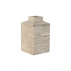 Wazon Home ESPRIT Biały Naturalny Drewno mango Kolonialny 18 x 18 x 30,5 cm