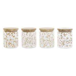 Łódź DKD Home Decor Bambus Szkło borokrzemowe Shabby Chic 700 ml 10 x 10 x 12,5 cm (4 Sztuk)