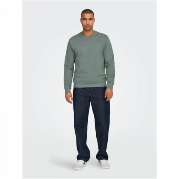 Bluza bez kaptura Męska Only & Sons Onsdan Unshed Reg Crew Neck Ciemna zieleń