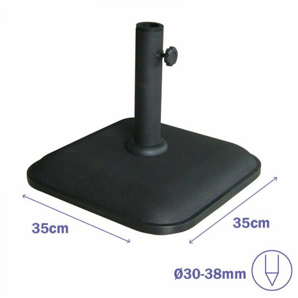 Marbueno Podstawa Parasol Kwadrat Cement 35X35X5,2 cm 11KG Czarny Ogród 10455