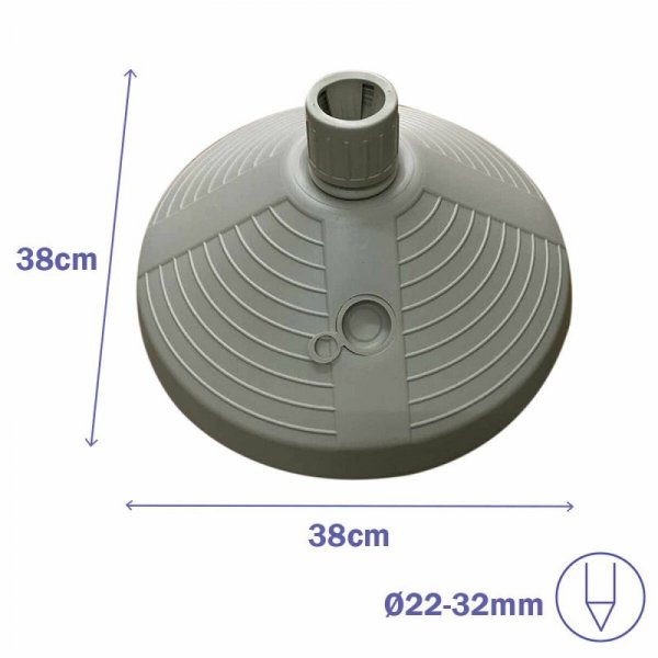 Marbueno Podstawa Parasol Okrągły Plastik 38x38x14 cm 10L Biały Ogród, Basen, Taras