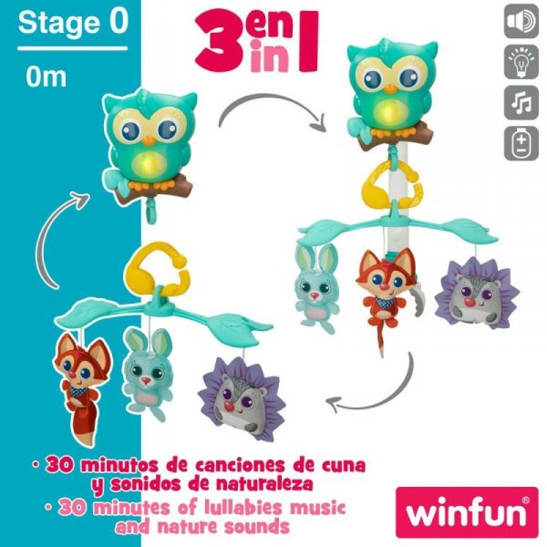 Karuzela do Kołyski Winfun Las 3 w 1 31,5 x 42 x 24,5 cm Plastikowy (4 Sztuk)