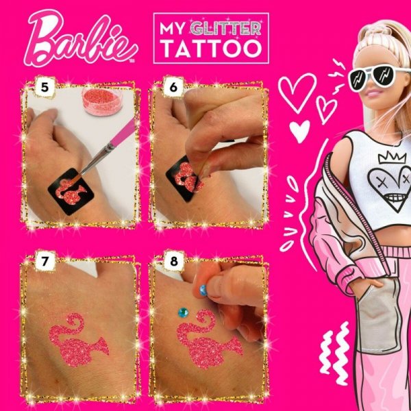 Tatuaże Zmywalne Barbie My Glitter Tattoo Brokat 20 Części