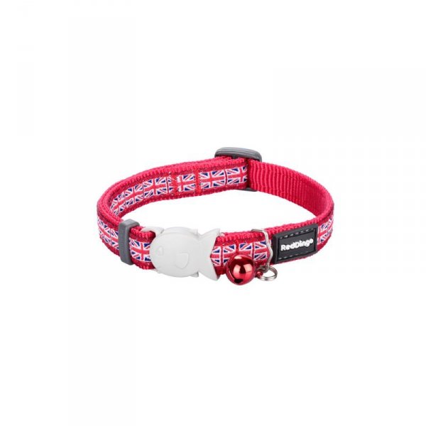 Obroża dla kota Red Dingo Union Jack 20-32 cm Czerwony