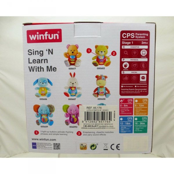 Pluszak wydający Dżwięk Winfun Kot 16 x 17,5 x 10,5 cm (6 Sztuk)
