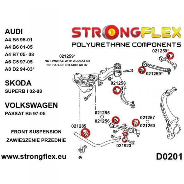 Silentblock Strongflex STF021260AX2 Mniejszy Delantera 2 Części