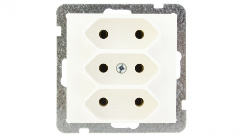 AS Gniazdo potrójne b/u 2.5A EURO ecru GP-3G/m/27