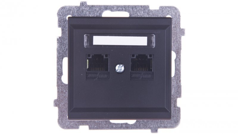 SONATA Gniazdo komputerowe podwójne 2xRJ45 kat.5e czarny metalik KRONE GPK-2R/K/m/33