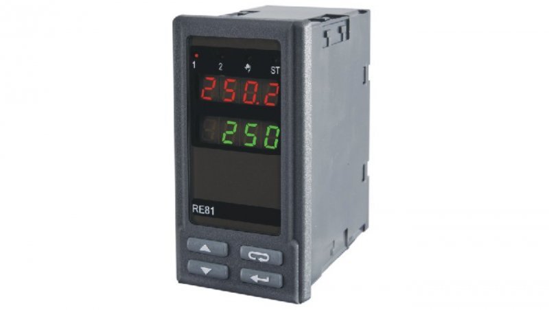 Regulator temperatury PT100 -50-100°C wyj. gł. przekaźnikowe wyj. alarmowe 2 przekaźniki zasilanie 230VAC 50/60Hz RE81 01100P0