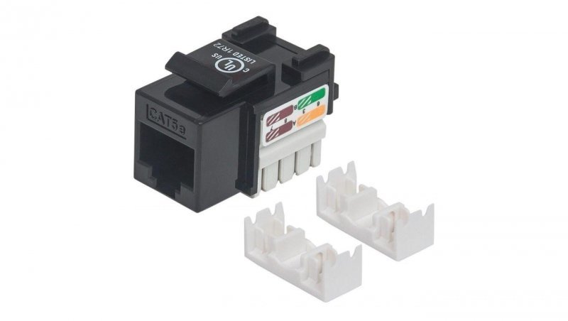Moduł keystone RJ45 UTP CAT5E czarny/ puch - down / Intellinet