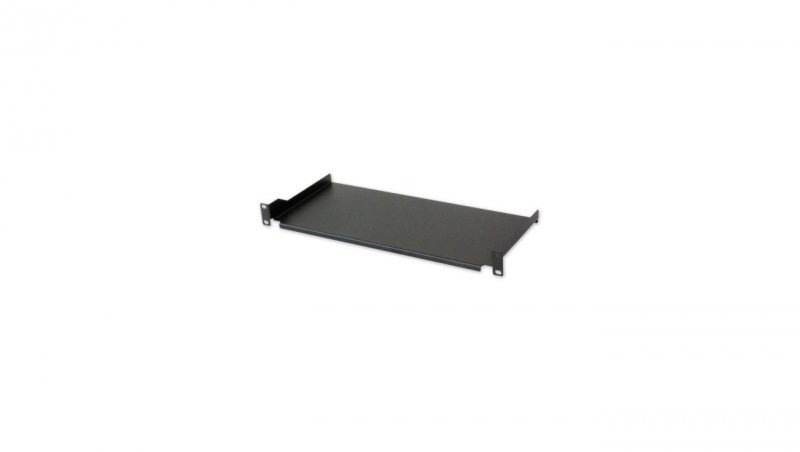 Półka 1U 200mm rack 19, 2 pkt mocowania, pełna, czarna