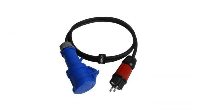 Kabel przejściowy 2m IP44 230V/16A z wtyczki 230V na gniazdo kempingowe przewód 3x1,5 Doktorvolt 6503