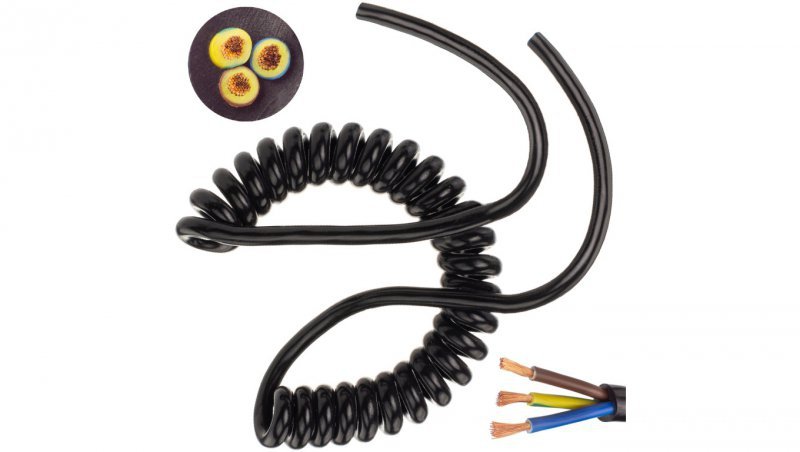 Przewód OMY spiralny H03VVH8-F 3x1 0,55m / 2,7m czarny