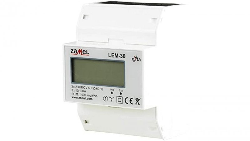 LICZNIK ENERGII ELEKTRYCZNEJ 3-FAZOWY LCD 100 A, 4-MOD TYP: LEM-30