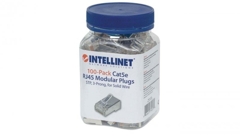 Wtyk modularny RJ45 Cat5e 3-ząbkowy na drut słoik 100 szt