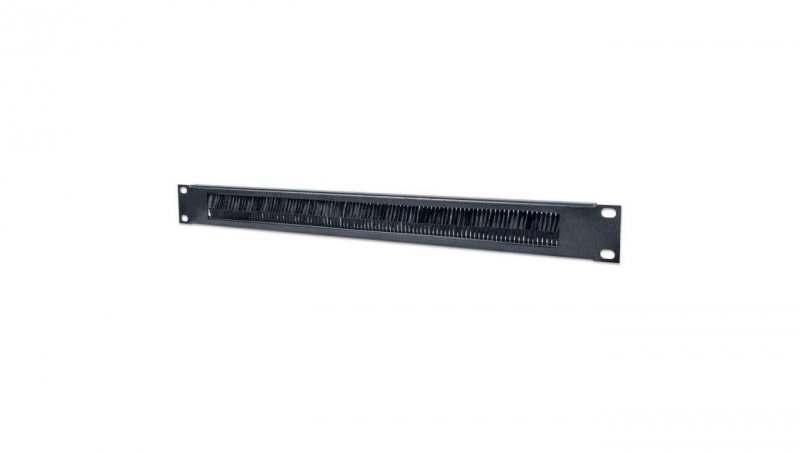 Przepust kablowy szczotkowy 1U Rack 19, czarny