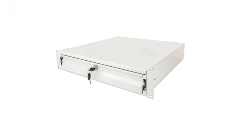 Szuflada do szaf Rack, 2U, z zamkiem, 466mm, szara