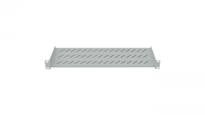Półka 1U 150mm Rack 19, 2 pkt mocowania, perforowana, szara