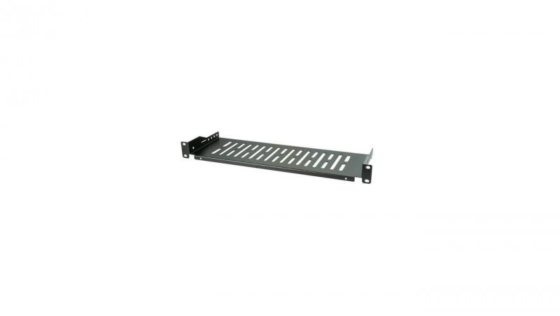 Półka 1U 250mm rack 19, perforowana, czarna