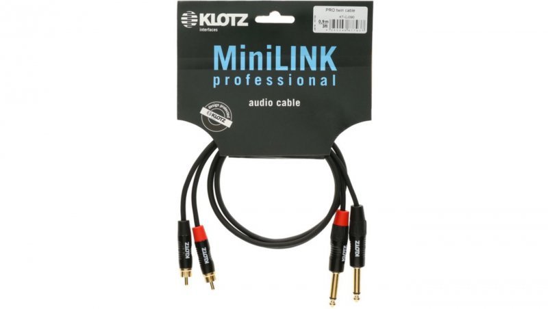 KLOTZ Kabel Audio 2x Jack 6,3mm Mono (wtyk) / 2x RCA Cinch (wtyk) 0,9m