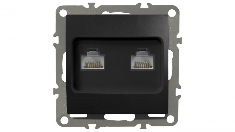 QUADRA GNIAZDO KOMPUTEROWE PODWÓJNE LAN RJ45x2 CZARNE