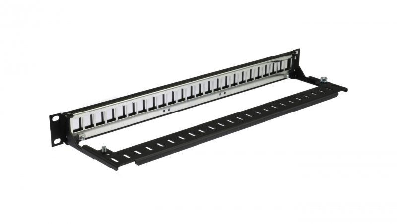 Patch panel pusty RACK 19 1U na 24 moduły keystone z półką czarny Molex