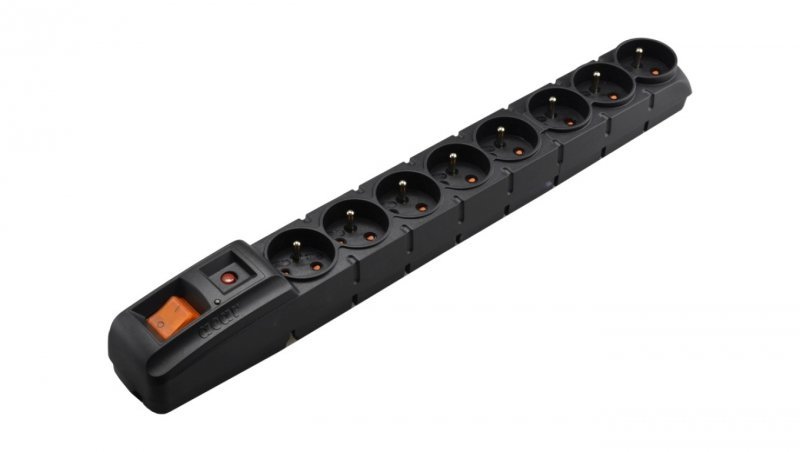 Przedłużacz przeciwprzepięciowy 8-gniazd z/u ACAR S8 FA RACK 19 5m czarny