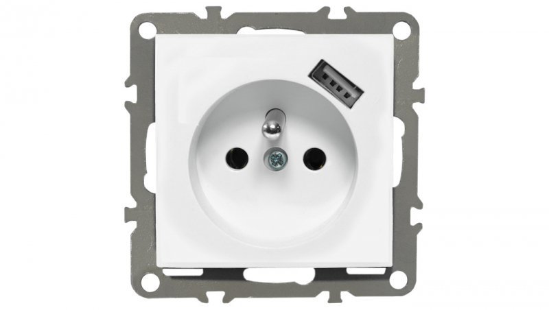 QUADRA GNIAZDKO PODTYNKOWE Z BOLCEM USB DO RAMKI