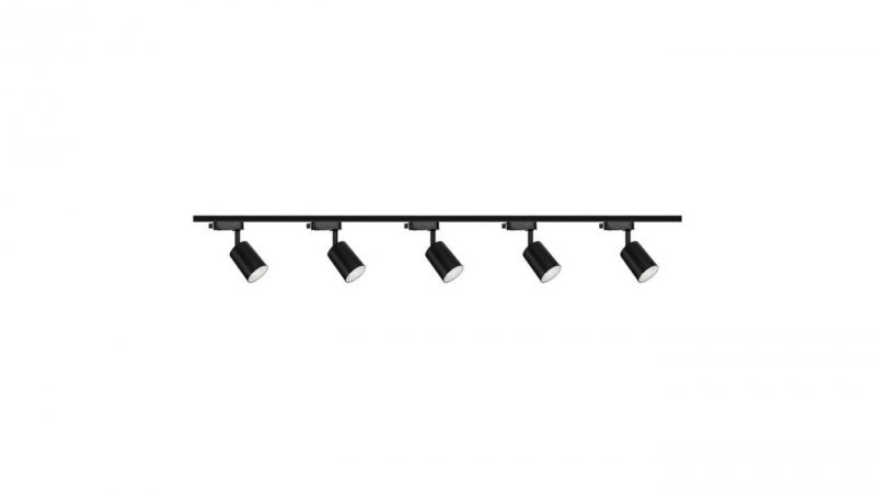 Zestaw 5x lampa SIENA ALU Track czarna z żarówką led gu10 PHILIPS 5W ciepła biała + szynoprzewód 2m kolor czarny