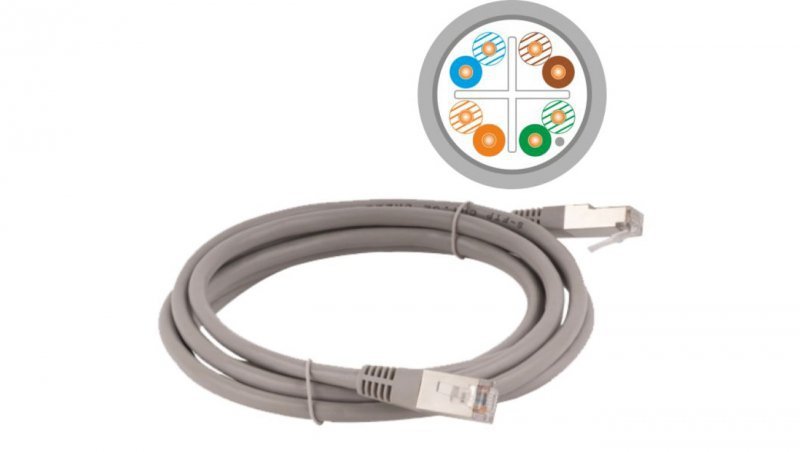 Patch-cord F/UTP kat.6 PVC 3.0m szary KKS6SZA3.0