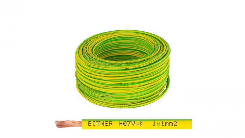 Przewód instalacyjny BiTOne H05V-K / LgY 1 500V żółto-zielony linka giętka Bitner /100m/