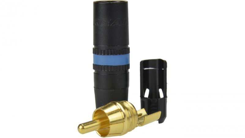 REAN Wtyk RCA Cinch na kabel do 6,1mm pozłacany czarno-niebieski NYS373-6