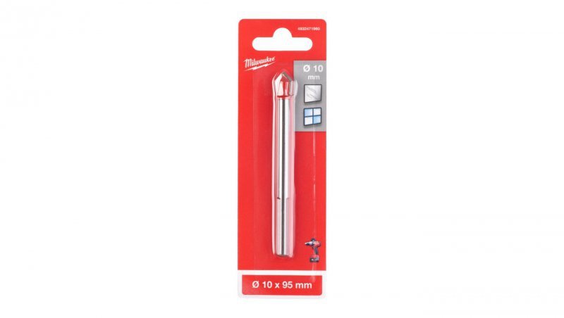 Wiertło do szkła i ceramiki 10x95mm z uchwytem sfazowanym MILWAUKEE