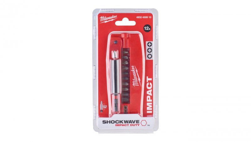 Zestaw wytrzymałych udarowych bitów nasadek PH PZ TX 12 szt ze ściągaczem izolacji Drive Guide Shockwave Impact Duty Milwaukee