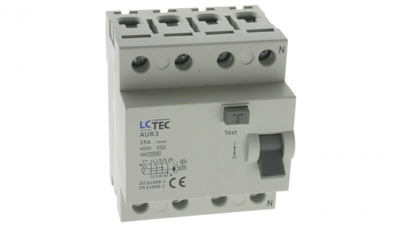 Wyłącznik różnicowoprądowy 4P 25A 30mA AC 10kA