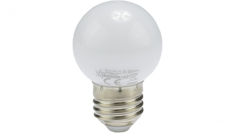 Żarówka LED E27 230V 1W kula biała PCV zimna