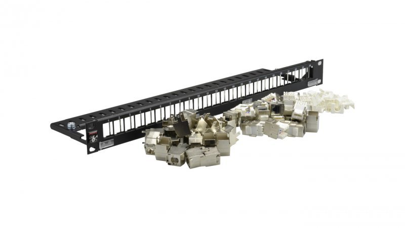 Patch panel RACK 19 kat.6A 24p STP 1U czarny DataGate Molex