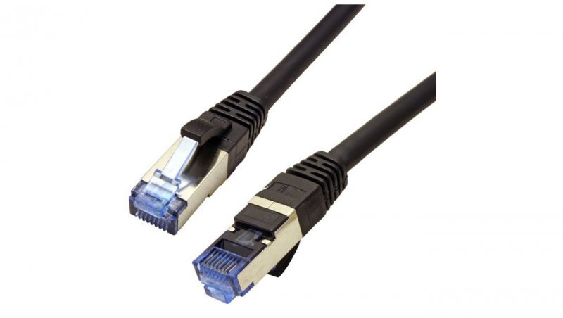 Patchcord S/FTP kat.6A PiMF kabel sieciowy LAN 2x RJ45 linka PoE czarny 10m