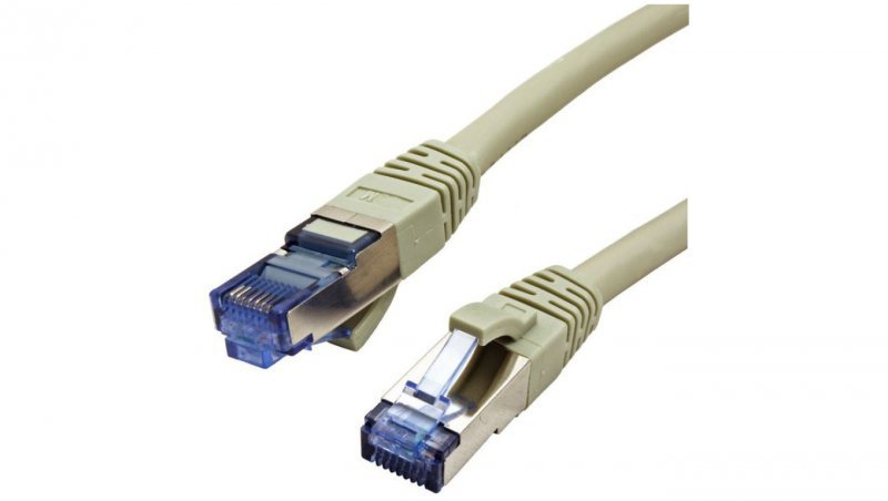 Patchcord S/FTP kat.6A PiMF kabel sieciowy LAN 2x RJ45 linka PoE szary 5m