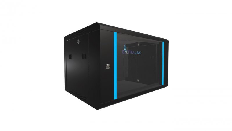 Extralink 6U 600x450 Czarna Szafa rack montowana na ścianie
