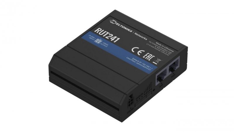 Przemysłowy Router LTE Cat.4, 2x LAN 100Mb/s WiFi 2,4GHz, RUT241 000000 Teltonika RUT241