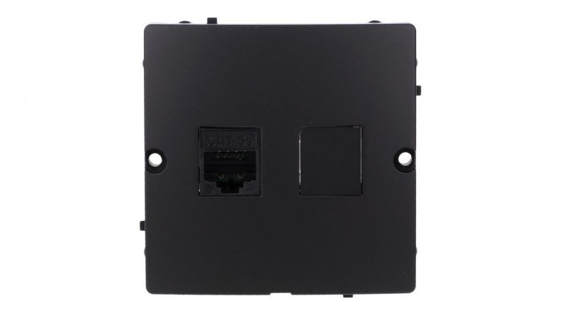 Simon Basic Gniazdo komputerowe RJ45 pojedyncze, kategoria 5e (moduł). Montaż gniazda na wkręty do puszki czarny BMF51.02/49