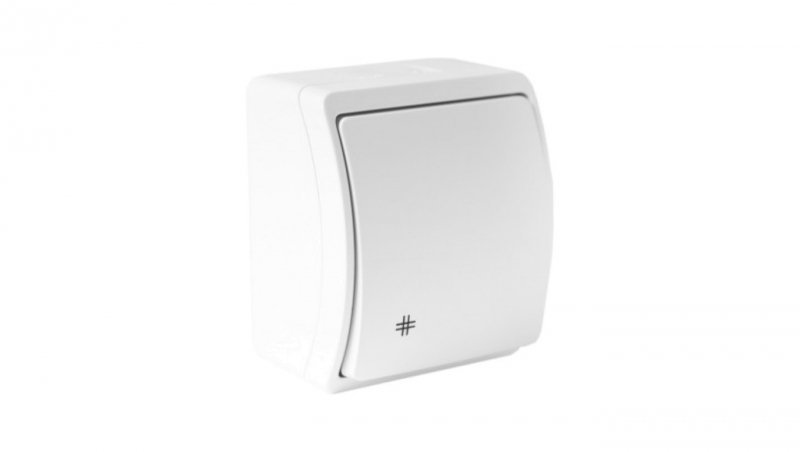 Łącznik schodowy natynkowy 10A 250V biały IP44 153-01 DV 5768