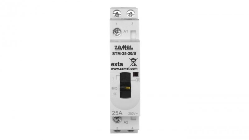 Stycznik modułowy ze sterowaniem ręcznym, instalacyjny, 25A, 2xNO, 230V AC, typ: STM-25-20/S EXT10000287